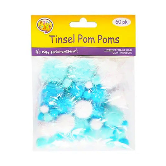 Tinsel Pom Pom Pack ( Blue/White )