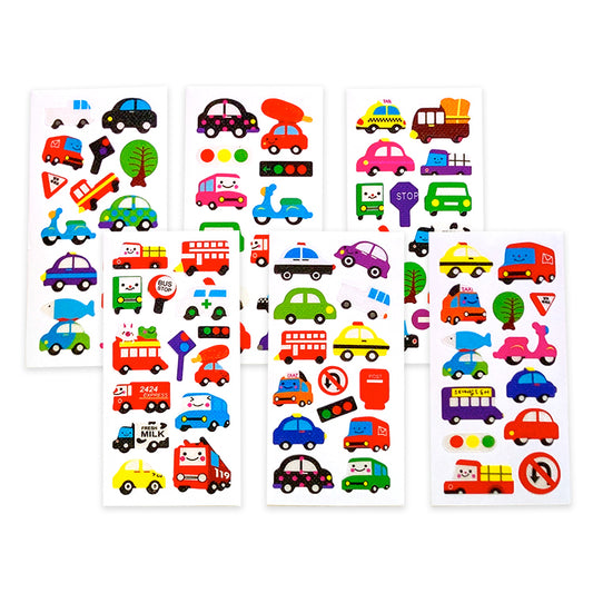 Transport Mini Puffy Sticker Sheets x 100 ( BULK BUY )
