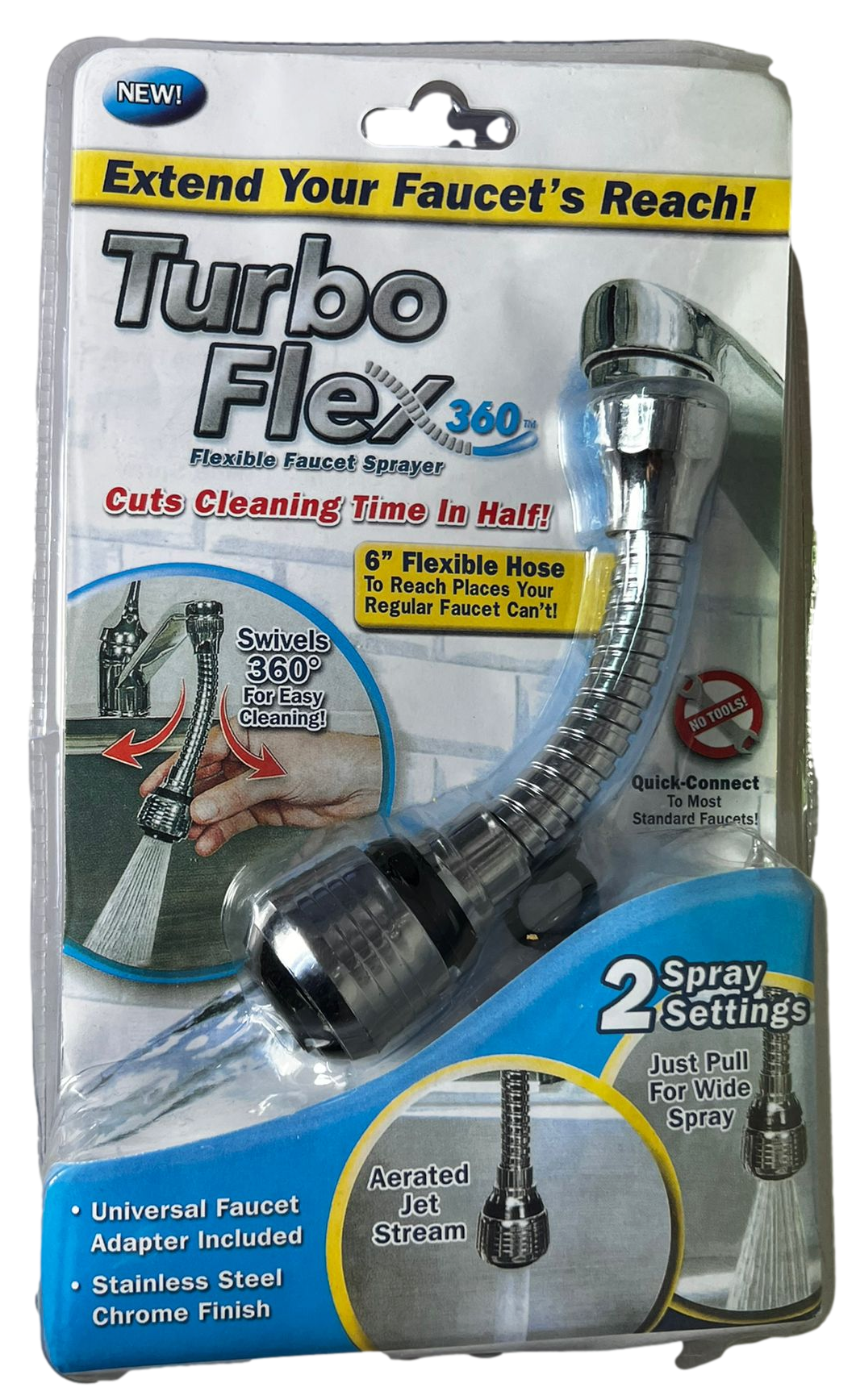 Turbo 360 Fle x Sink Faucet Sprayer Fle x ible Kitchen Double Swivel 6'' Hose