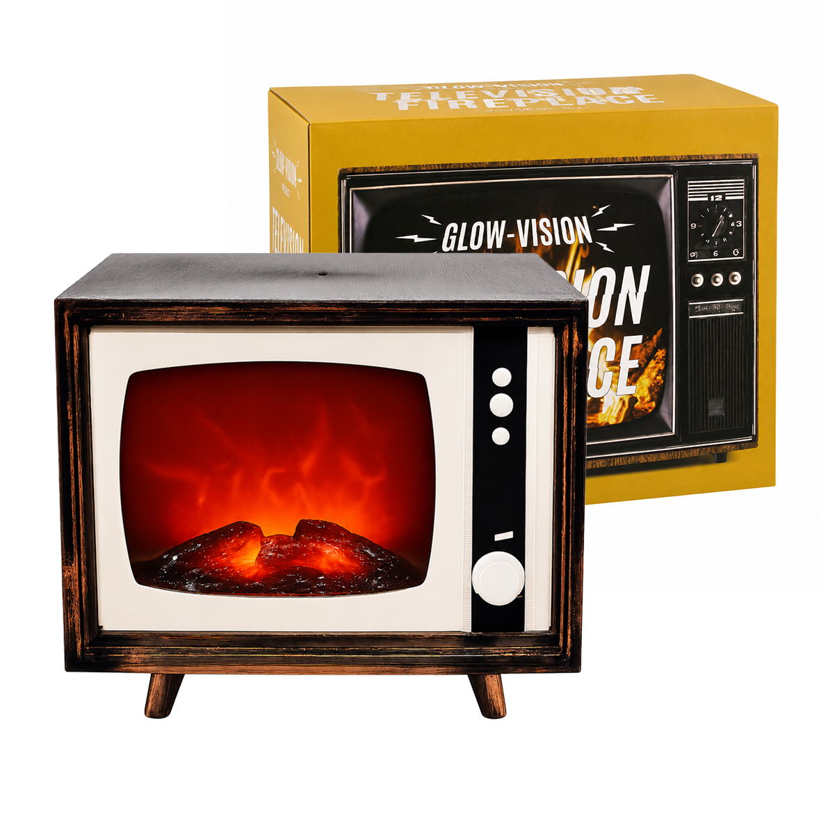 Retro TV  Fireplace Decorative Compact Television with LED Flames