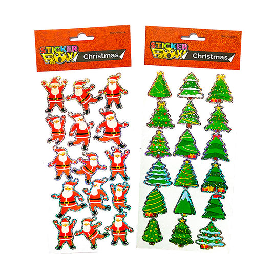 Santa And Trees Laser Trim Sticker Twin Pack