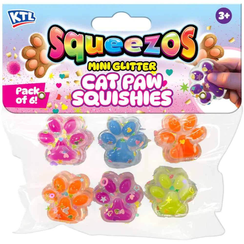 Mini Glitter Cat Paw Squishies 6 Pack Squishy Fidget Squish Sensory Toy