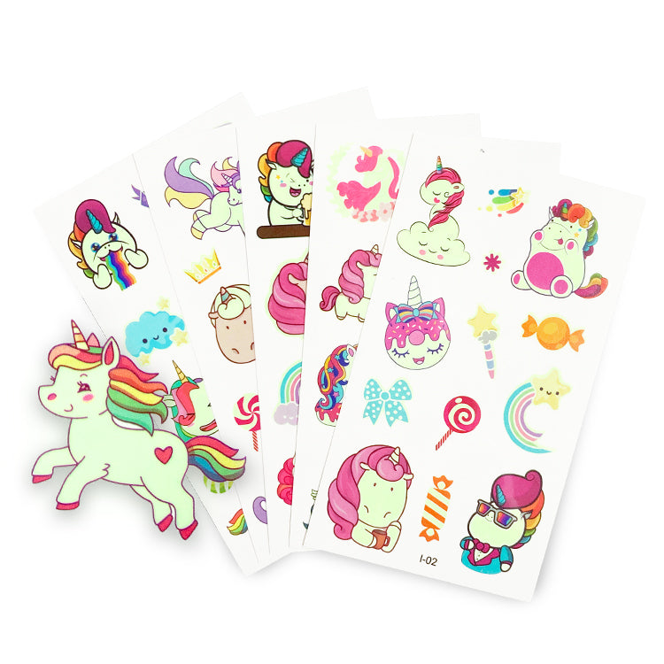 Mini Unicorn Glow In The Dark Tattoo Sheets x 5
