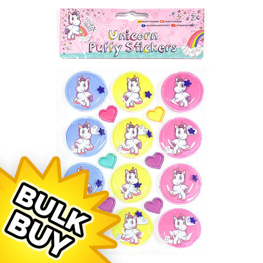 Unicorn Super Puffy Sticker Packs x 12 ( BULK BUY )