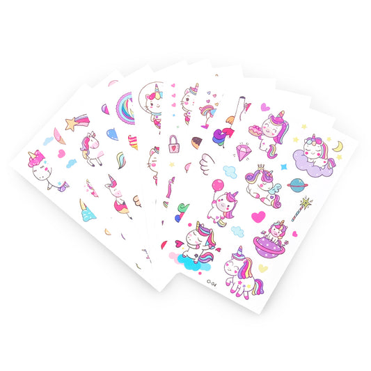 Rainbow Unicorns Mini Tattoo Sheets x 10 (Party Bag Special)