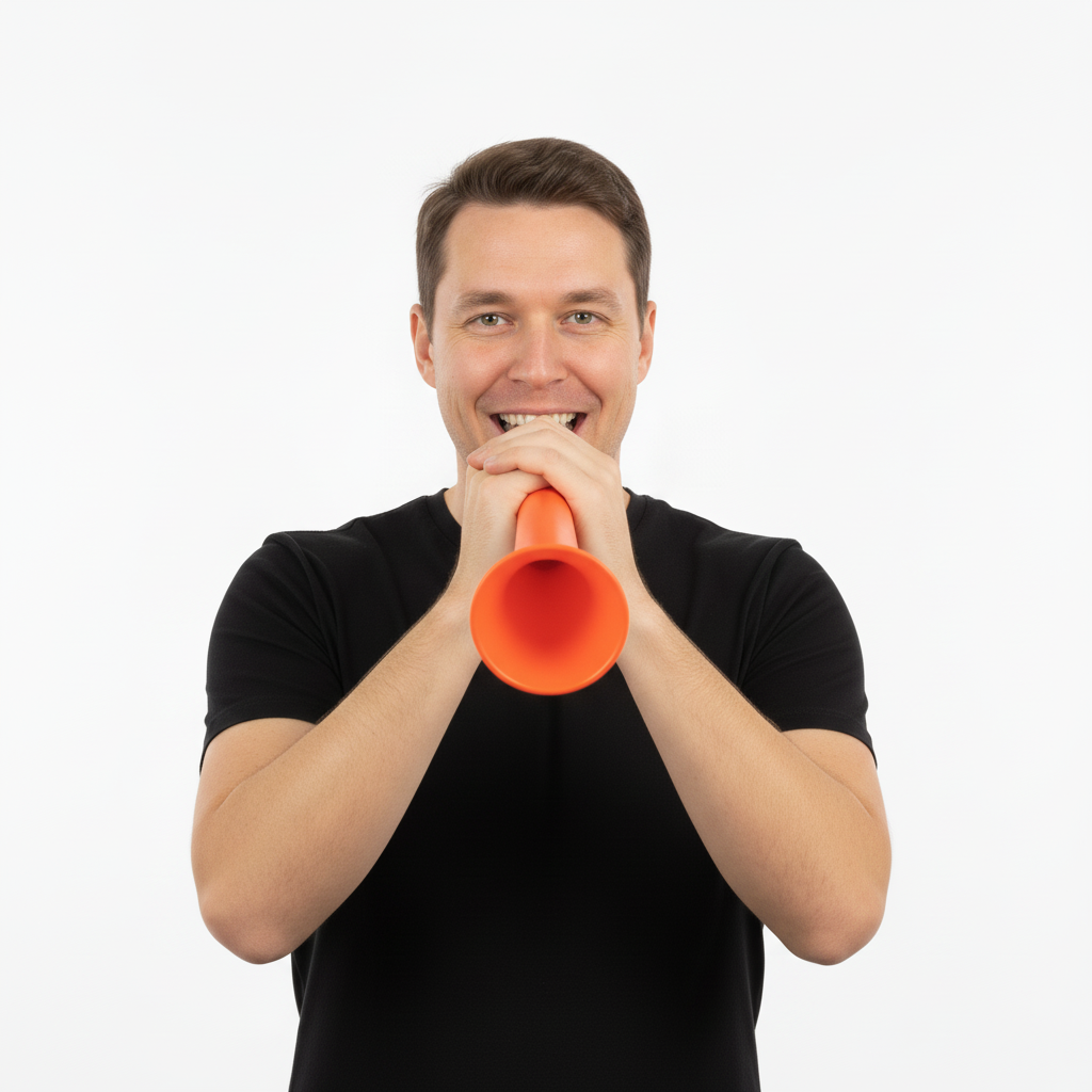 Large Plastic Carnival Festival Party Woofer Horn With String 37Cm Assorted Colours