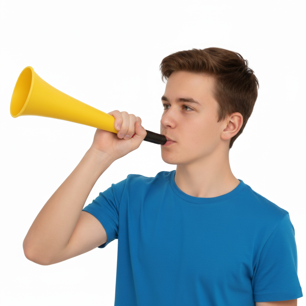 Large Plastic Carnival Festival Party Woofer Horn With String 37Cm Assorted Colours