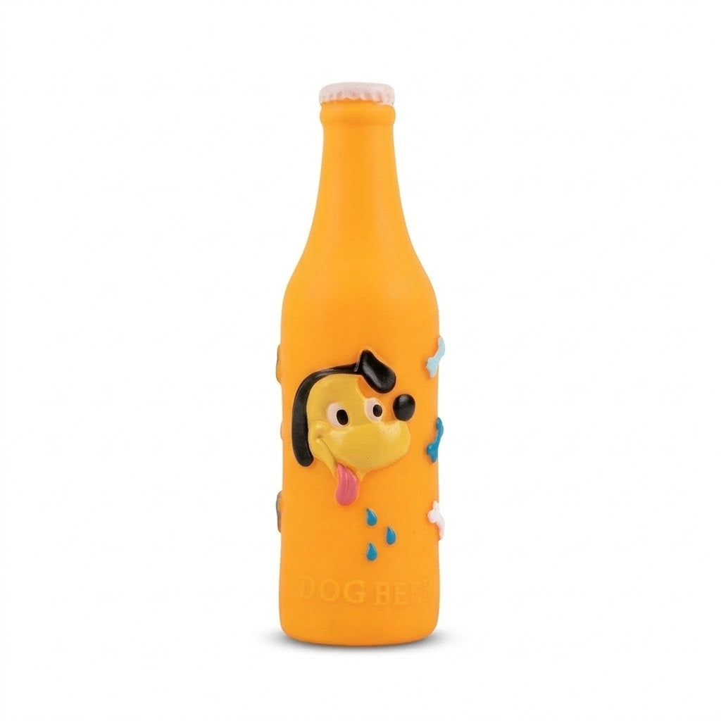 Squeaky Dog Beer Bottle Toy Assorted Colours