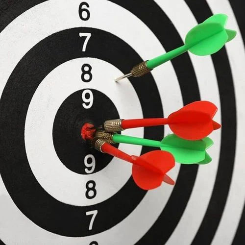 Full Size 17" Double Sided Dart Board with 6 Darts Complete Set plus Reverse Side Archery Style Target
