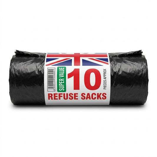 E x tra Heavy Duty Black Refuse Sacks 288G, Roll Of 10