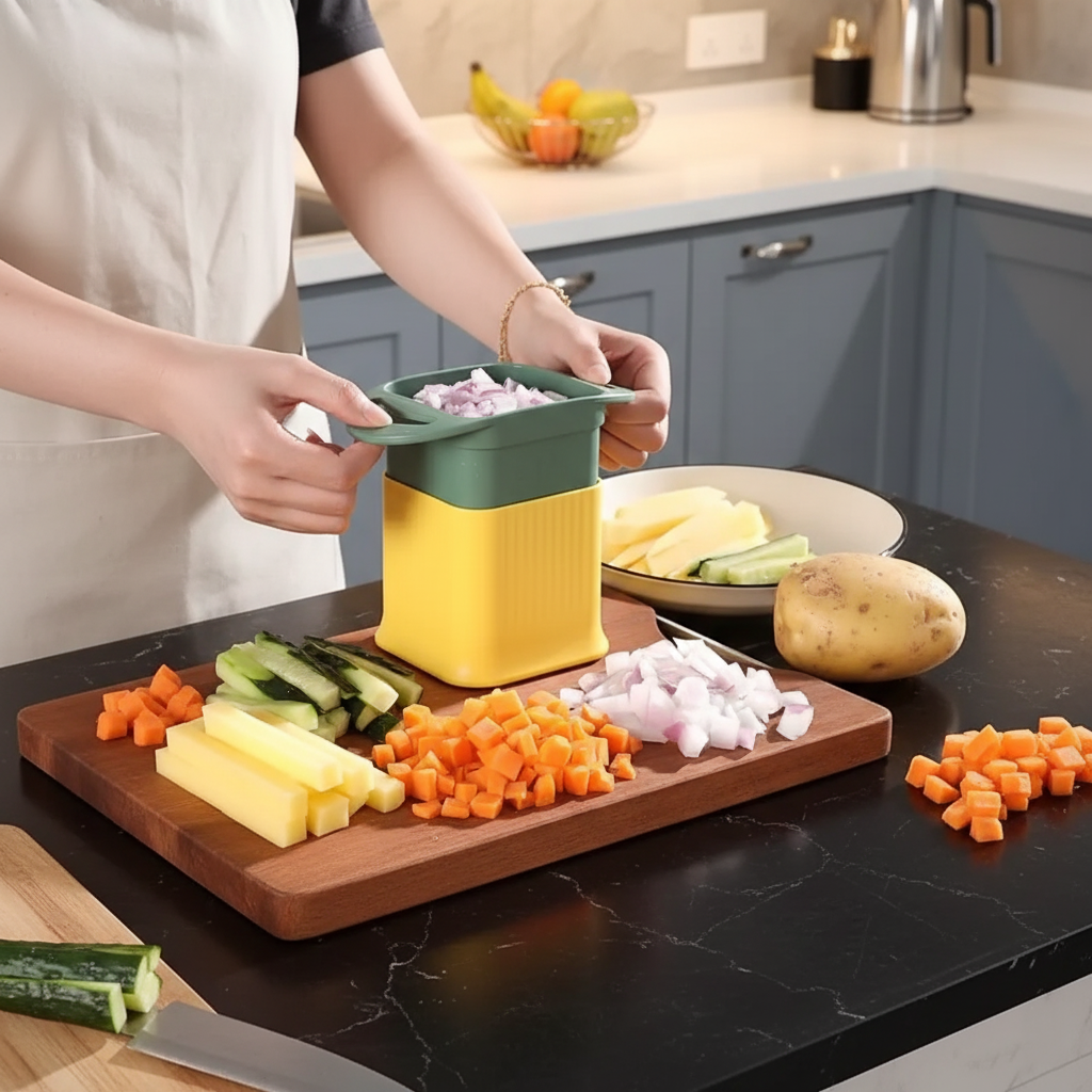 One Step Plastic Potato Chipper Fries Vegetable Cutter 10.5 X 15.5 X 9.5Cm Assorted Colours