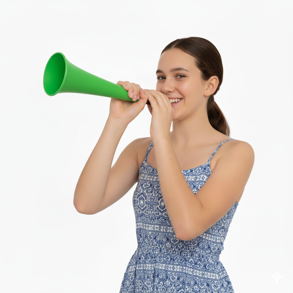 Large Plastic Carnival Festival Party Woofer Horn With String 37Cm Assorted Colours