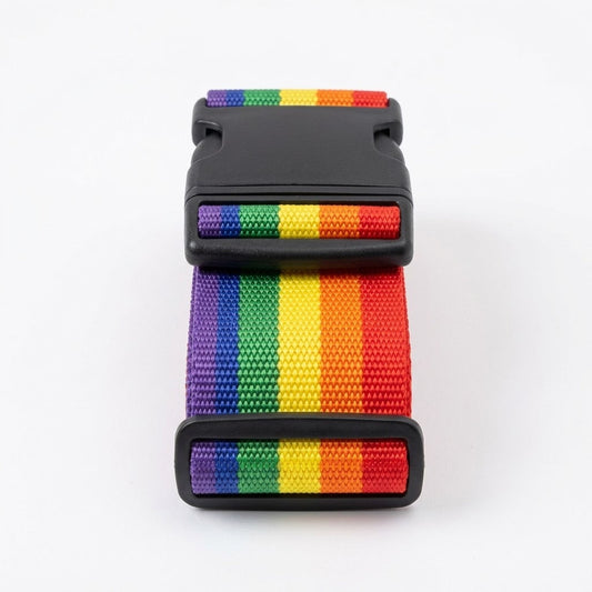 Adjustable Rainbow Suitcase Luggage Strap, Vibrant Multi – Colour Design