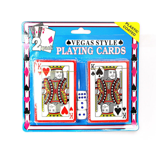 2 Pack Vegas Style Plastic Playing Cards with 3 Dice 1734 A