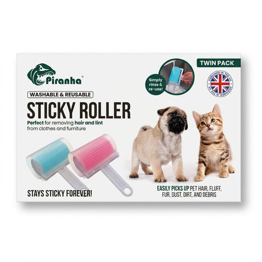 Reusable Sticky Lint Roller Twin Pack For Removing Pet Hair & Fluff With Protective Cover