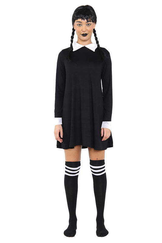 Adult Gothic School Girl Plain Swing Fancy Dress Costume