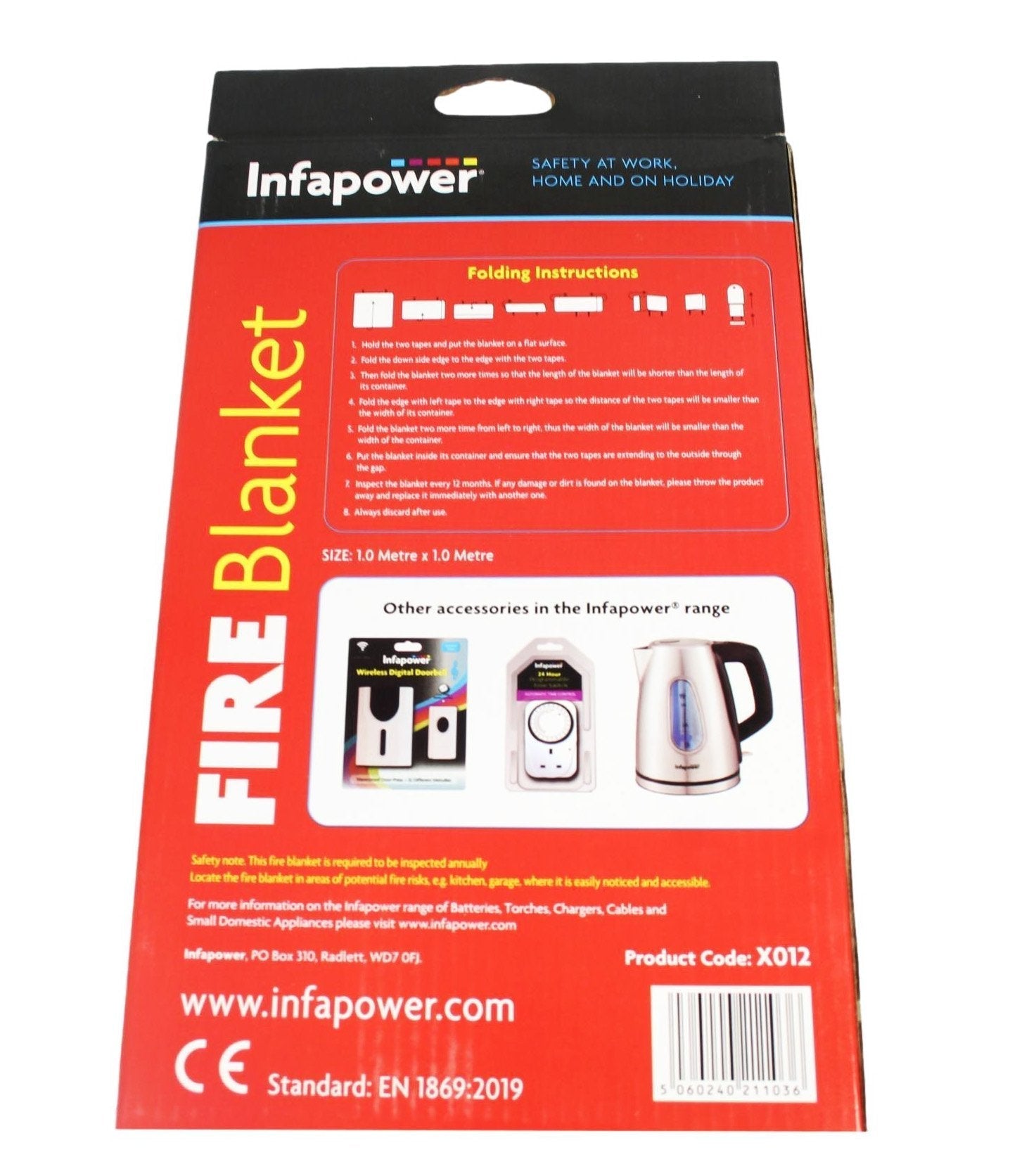 Fire Blanket For Emergency's Tested And Certified Strong 100% Glass Fibre Blanket 825g 1x1m Cloth x012