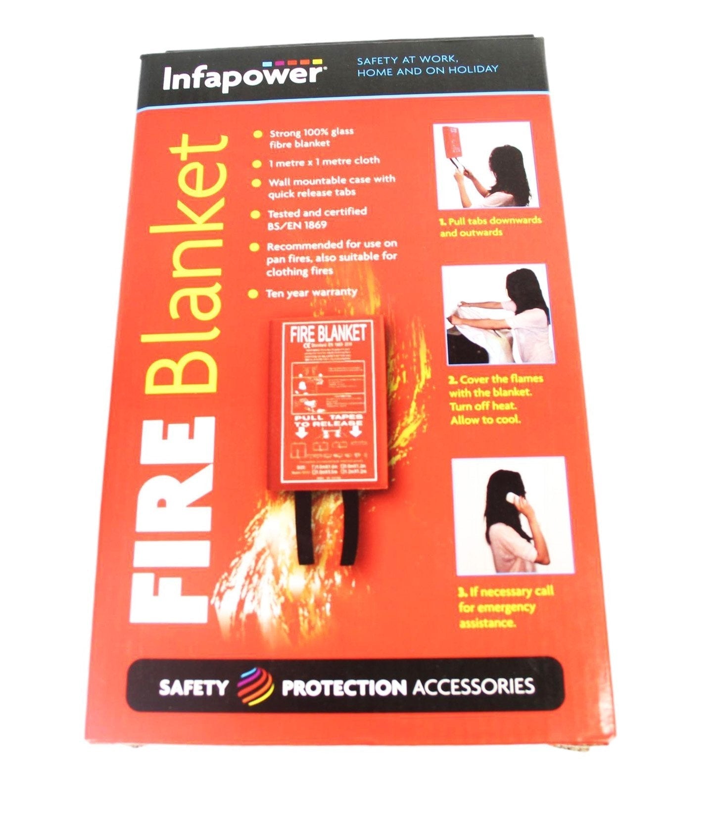 Fire Blanket For Emergency's Tested And Certified Strong 100% Glass Fibre Blanket 825g 1x1m Cloth x012