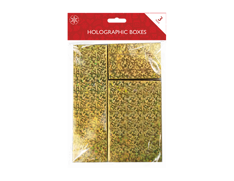 Holographic 3 Pack Gift Boxes Gold