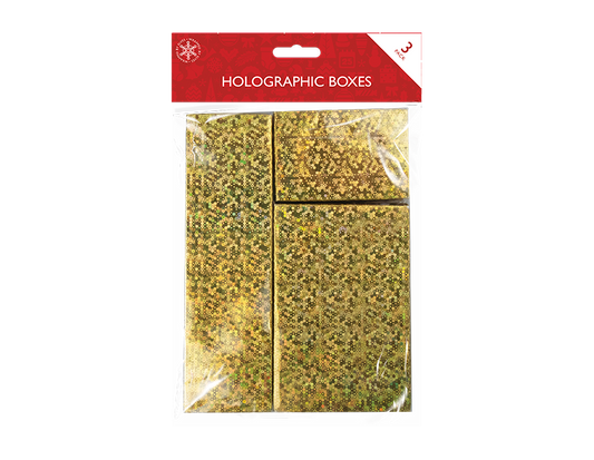 Holographic 3 Pack Gift Boxes Gold