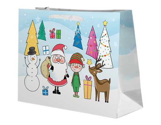 Christmas Cartoon Scene Deluxe Large Gift Bag