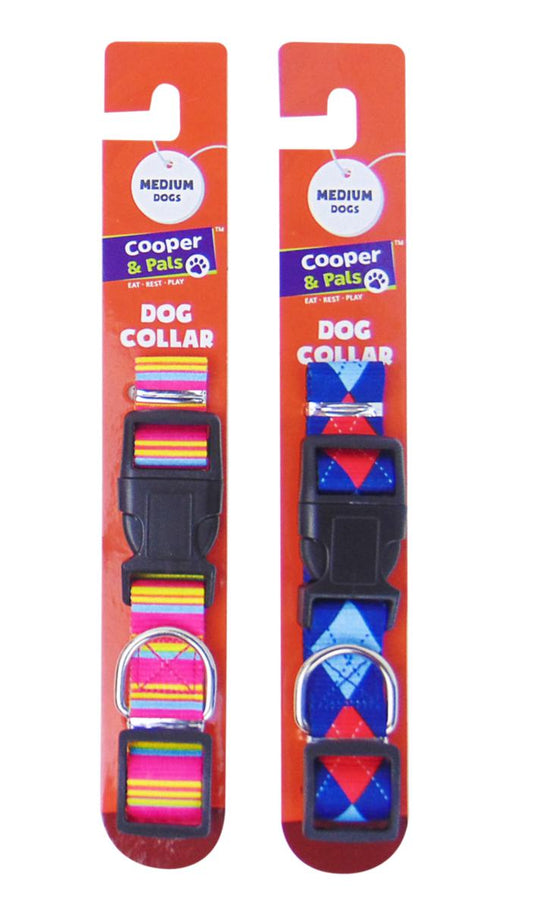 Multicolour Medium Dog Collar 2 Assorted Designs 318828 (Parcel Rate)