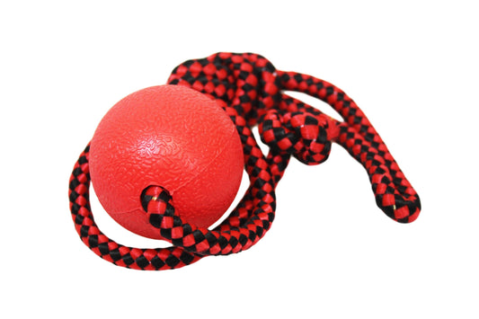 Pets Cats Dogs Fun Chewing Ball and Rope Indoor Outdoor Dog Toy 5cm Ball Rope 32cm 6299 (Parcel Rate)