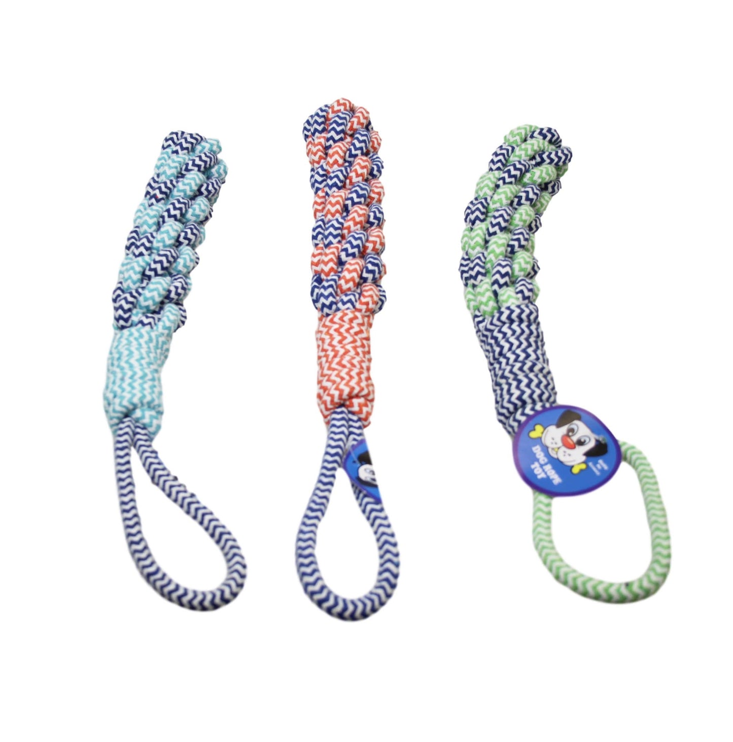 Dog Rope Teething Fetch Indoor Outdoor Toy Playing Rope 39 x 5 cm Assorted Colours 6549 A  (Parcel Rate)