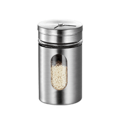 Stainless Steel Glass Salt Pepper Spice Jar 8 x 5cm 7019 (Parcel Rate)