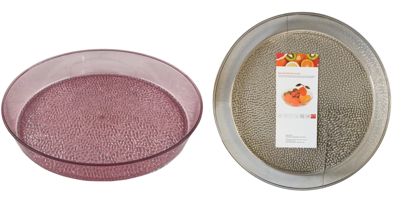 Plastic Round Coffee Table Fruit Bowl Serving Tray 36 x 5 cm Assorted Colours 7236 (Parcel Rate)