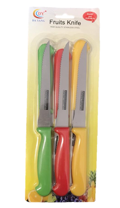 Metal Fruit Knife Plastic Handle 21 cm Pack of 6 Assorted Colours 7295 (Parcel Rate)