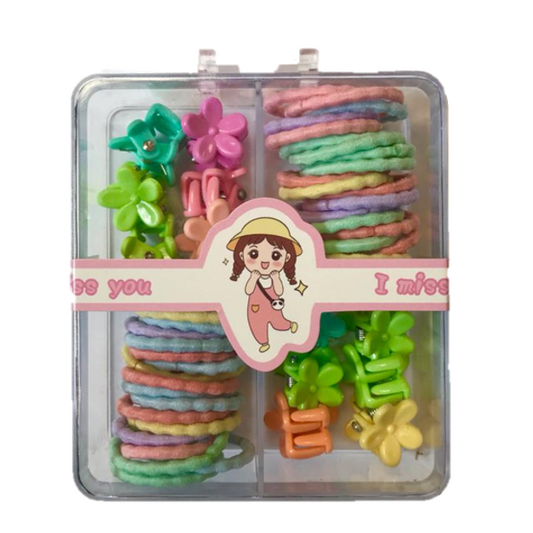 Children's Assorted Hair Accessories Clips and Elastic Bands 1.5 - 2 cm Assorted Colours 7335 (Parcel Rate)