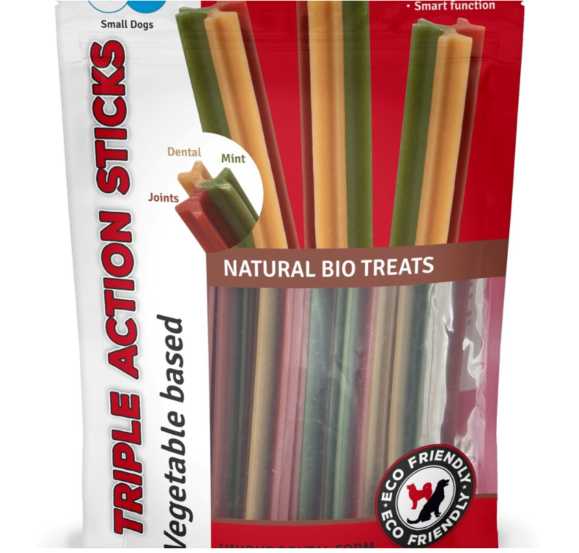 Pet Dog Treats Triple Action Dental Sticks Small Dogs 10 Pack 75158 (Parcel Rate)