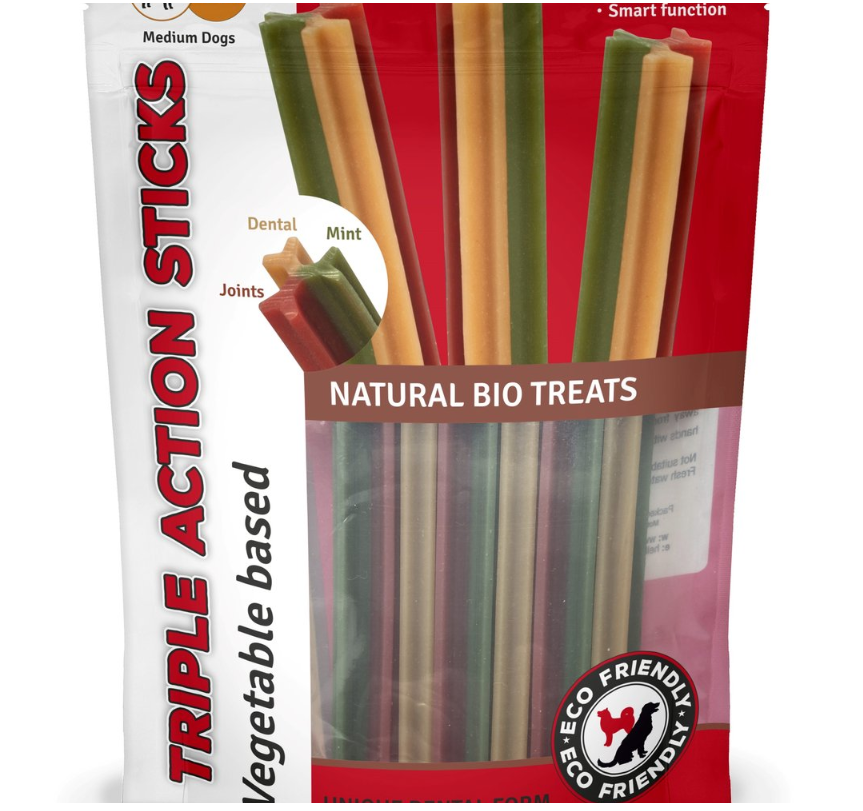 Pet Dog Treats Triple Action Dental Sticks Medium Dogs 6 Pack 75141 (Parcel Rate)