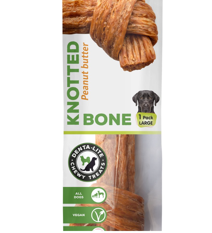 Pet Dog Treats Knotted Bone Peanut Butter Large 1pc 75646 (Parcel Rate)