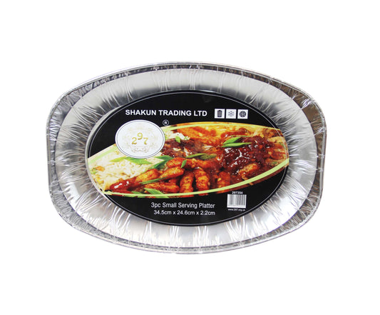 3 Pack Small Serving Platter Food Starters Desserts Serving Foil Tray 34.5cm x 24.6cm x 2.2cm 297354 (Parcel Rate)