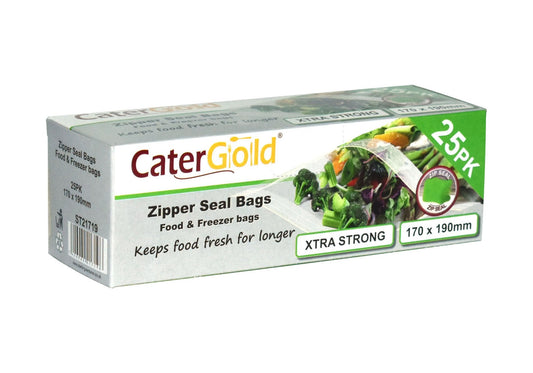 CaterGold Freezer Seal Bags with Zipper 170 x 190 mm Pack of 25 ST2119 (Parcel Rate)