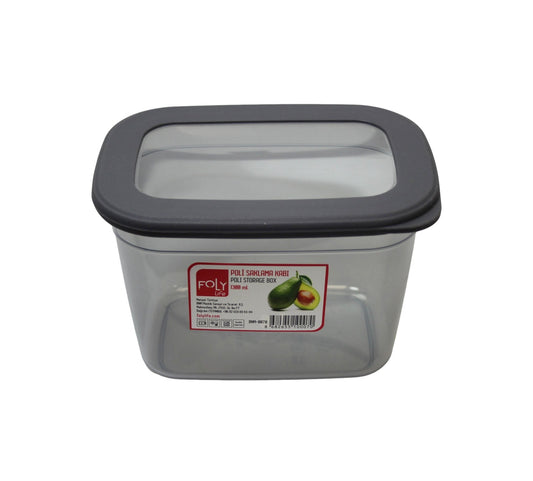 Poli Plastic Food Storage Container Box Grey 1.3 Litre 16 x 10 cm BNM0070 (Parcel Rate)