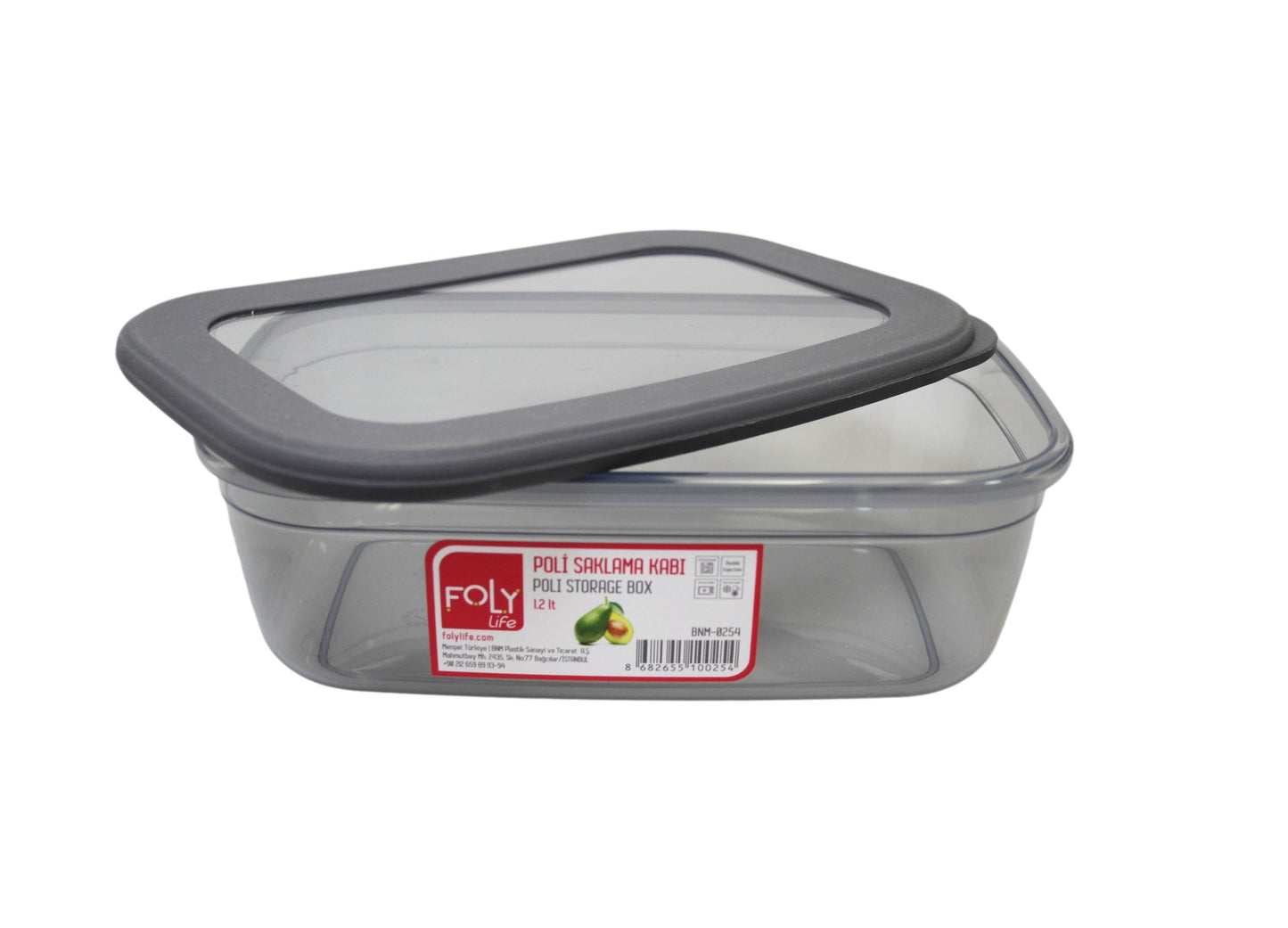 Plastic Grey Storage Container Box Food Storage with Lid 1.2 Litre BNM0254 (Parcel Rate)