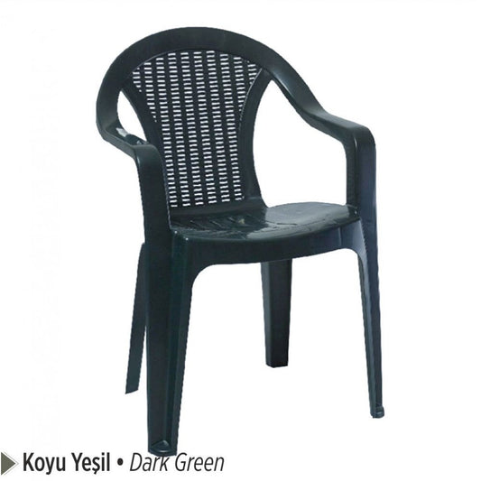 Mega Dark Green Garden Outdoor Chair Plastic 56 x 42 x 78 cm CT010G A  (Big Parcel Rate)